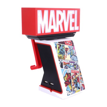 soporte de carga iluminado para mando y móvil con figura cable guy ikon marvel 20 cm