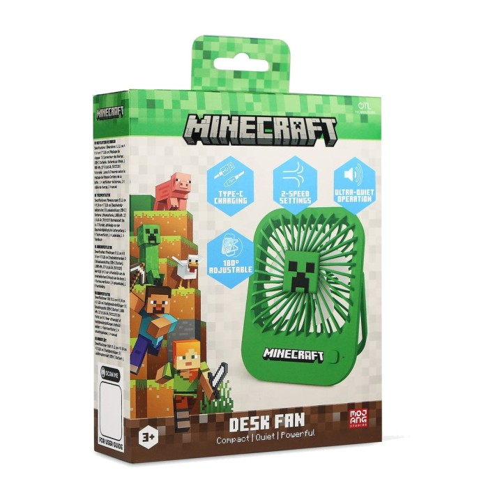 OTL TECHNOLOGIES Ventilador de mesa recarregável MINECRAFT