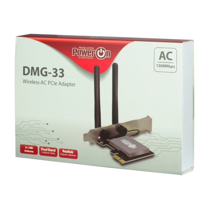 INTER-TECH Carte réseau sans fil PCIe DMG-33-WIFI 5 1300MBPS