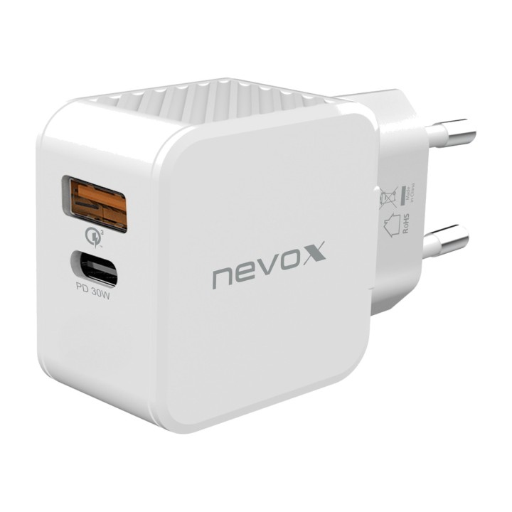 NEVOX Cargador de pared doble USB PD PPS QC3.0 30W 1784931