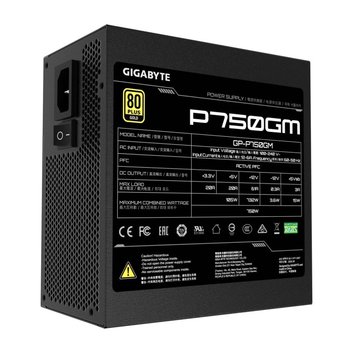 GIGABYTE Alimentation PC modulaire P750GM 750W 80 PLUS GOLD
