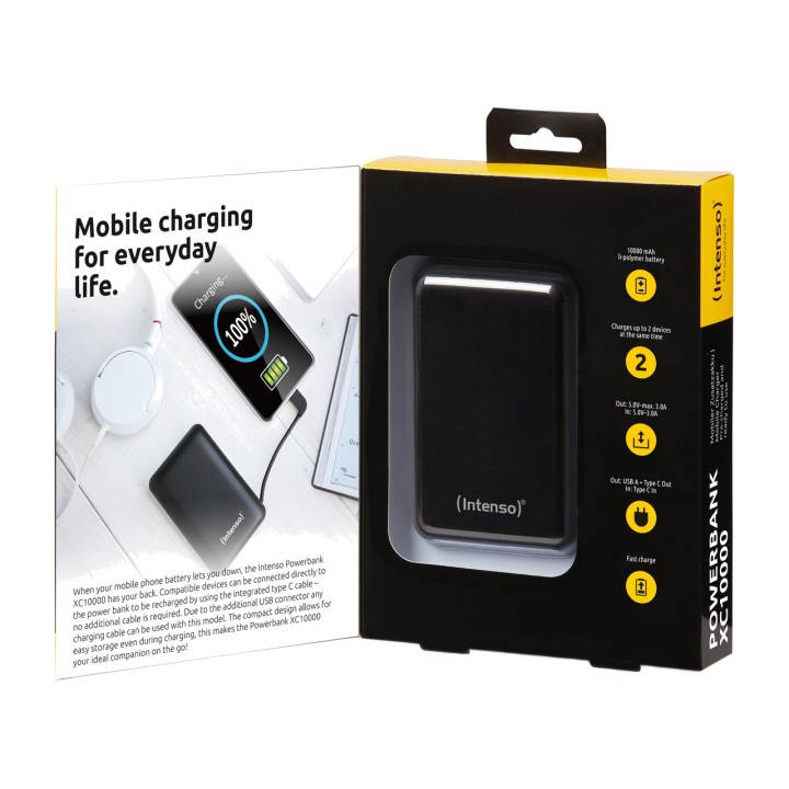 INTENSO Powerbank mit integriertem USB-C-Kabel XC10000