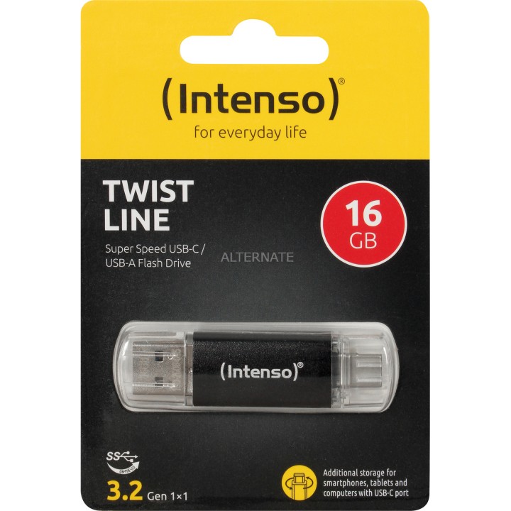 INTENSO Memoria USB doble conector tipo A y C TWIST LINE