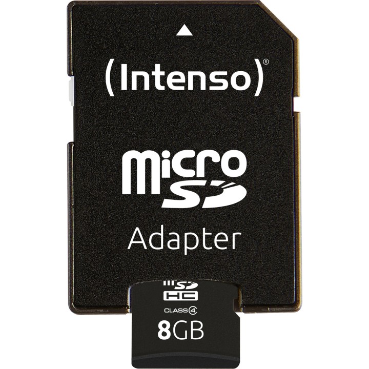 INTENSO microSDHC memory card with SD adapter CLASE-4 8GB