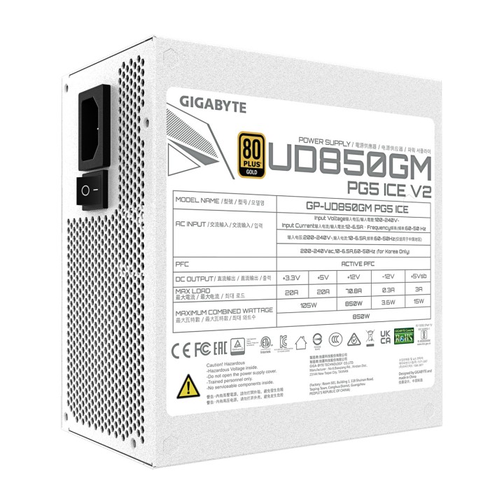 GIGABYTE Alimentation PC modulaire UD850GM PG5 ICE 80 PLUS