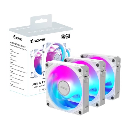 ventilador de caja rgb para pc aorus ez-chain fan ice 120mm gp-ecfan1203 3 uds