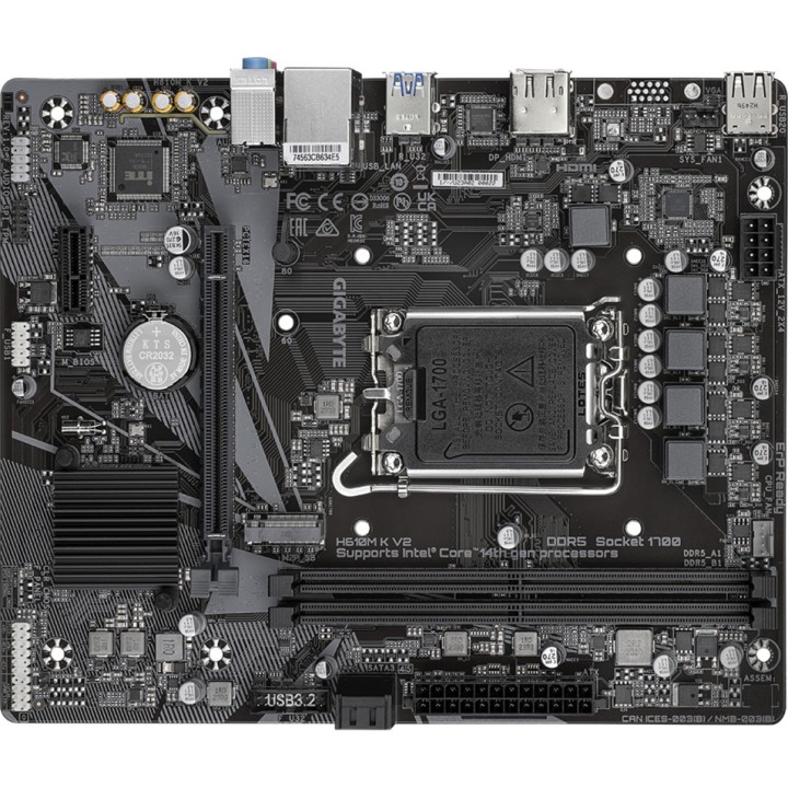 GIGABYTE Micro ATX motherboard for Intel H610M K V2 LGA1700