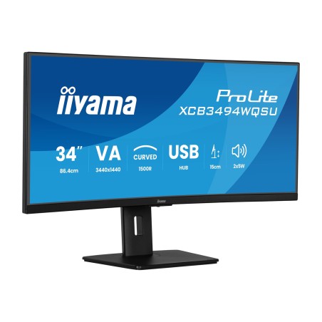 monitor curvo ultrawide con supporto regolabile in altezza prolite- 34" uwqhd