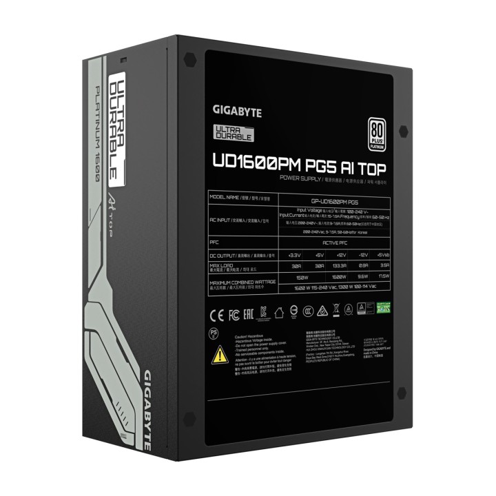 GIGABYTE Alimentatore modulare per PC UD1600PM PG5 AI TOP 80