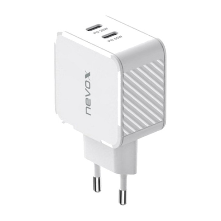 NEVOX Dual USB-C wall charger GAN PD QC3.0 65W 100164765