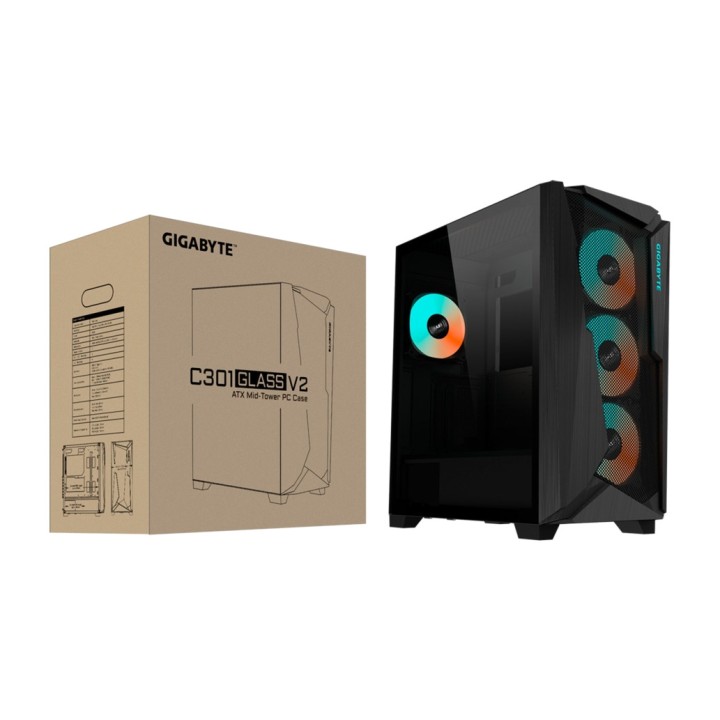 GIGABYTE Mid-tower PC case C301 GLASS V2 GB-C301G 100024863