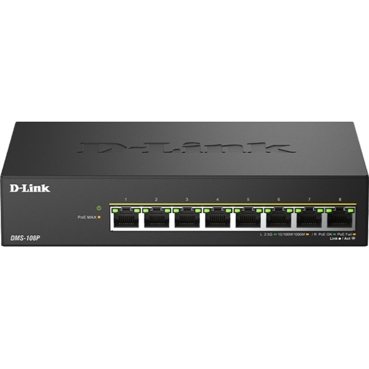 D-LINK Switch no gestionado de 8 puertos PoE multigigabit