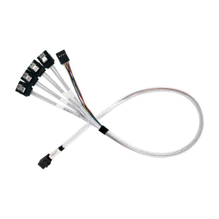 SILVERSTONE Cable de datos interno para controladora CPS05-RE MINI-SAS HD SFF-8643 A 4X-SATA 0,6M 100133580