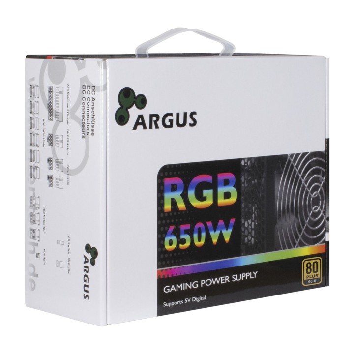 INTER-TECH Modulares PC-Netzteil ARGUS RGB-650WCM II-ATX