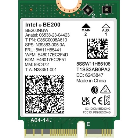 carte réseau sans fil m.2 avec bluetooth wifi-7 be200 non vpro be200.ngwg.nv