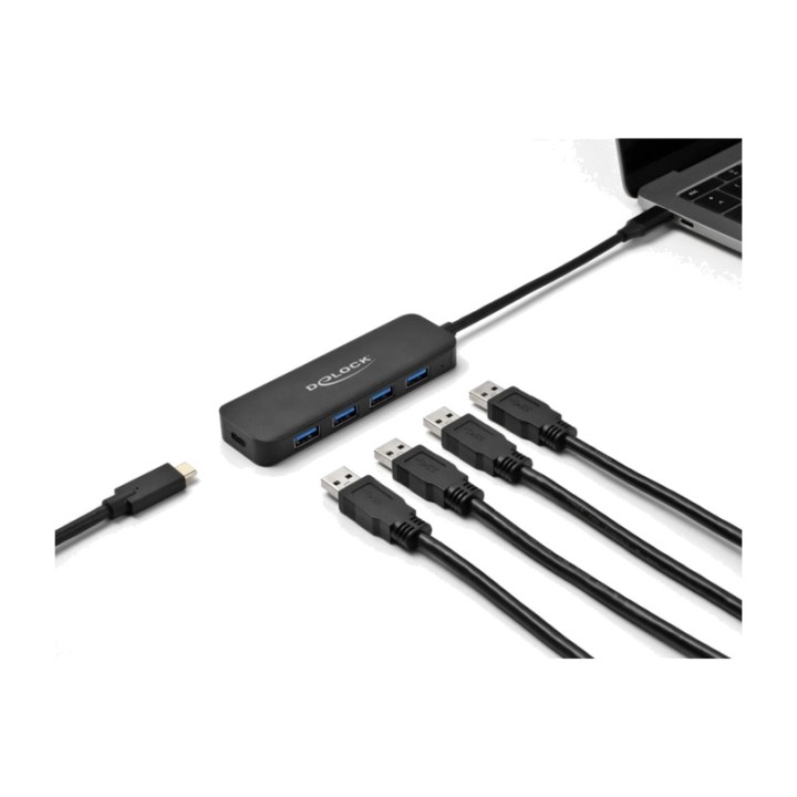 DELOCK Hub USB-C a 4 porte con ricarica Power Delivery 3.2