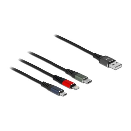 ladekabel mit mehreren anschlüssen: lightning, micro-b und typ c 3en1 usb-a 1m 87277