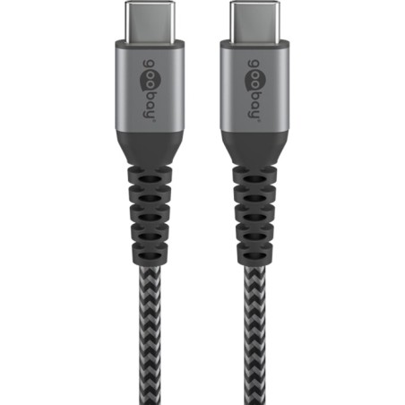 cable de carga rápida y datos con funda textil usb-c/usb-c 2.0 60w 0,5m