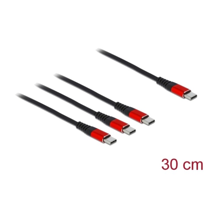DELOCK Cable de carga USB tipo C a triple USB-C 22AWG