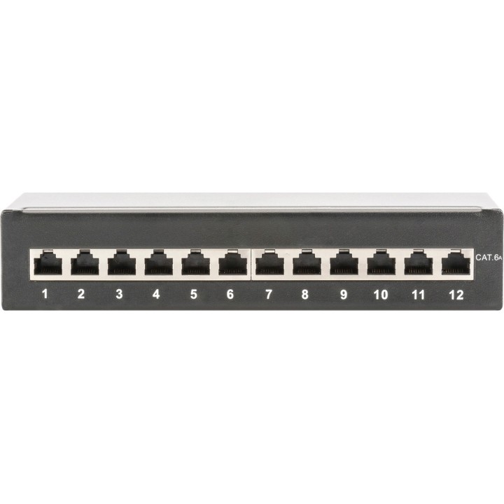 DIGITUS Panneau de brassage bureau blindé CAT6A 12X RJ45