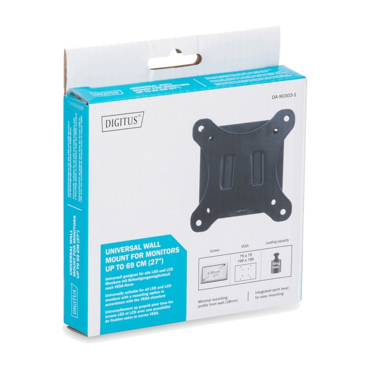 DIGITUS Soporte de pared fijo para monitor 32" 18KG VESA 100
