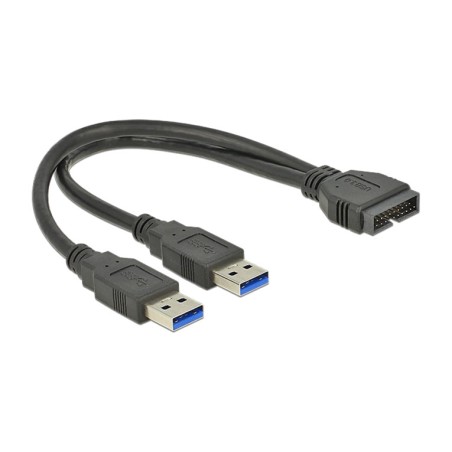 cable adaptador de cabezal interno 19 pines a 2 conectores usb a 3.2 gen1 5gbps 0,25m 83910