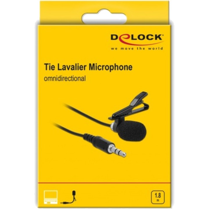 DELOCK Omnidirectional clip-on microphone with jack 3,5MM
