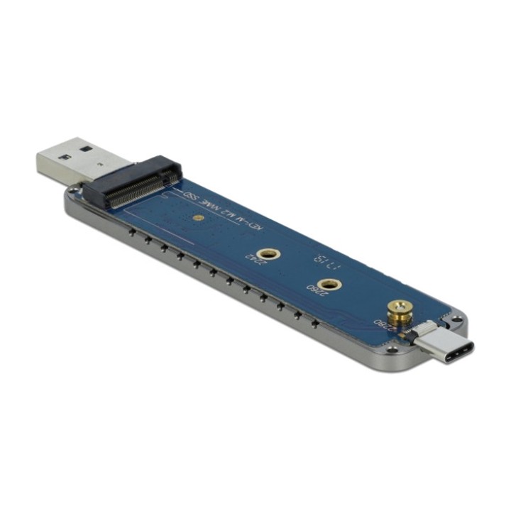 DELOCK Externes Gehäuse für M.2-NVMe-SSD USB-C/A 10GBPS