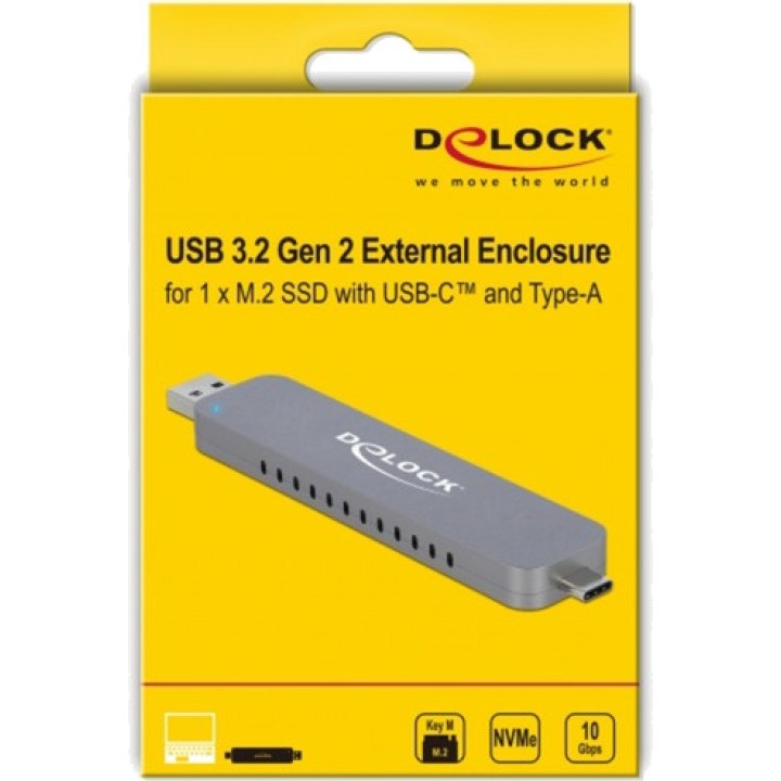 DELOCK External M.2 NVMe SSD enclosure USB-C/A 10GBPS 42616