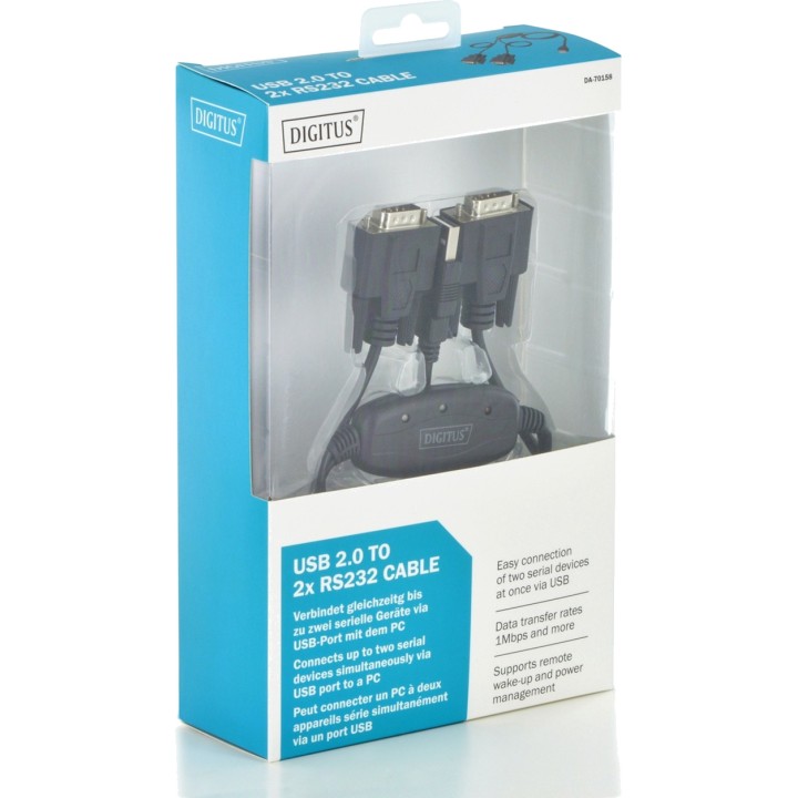 DIGITUS USB-zu-Dual-Seriell-Adapterkabel 2X RS232 DB9 2.0