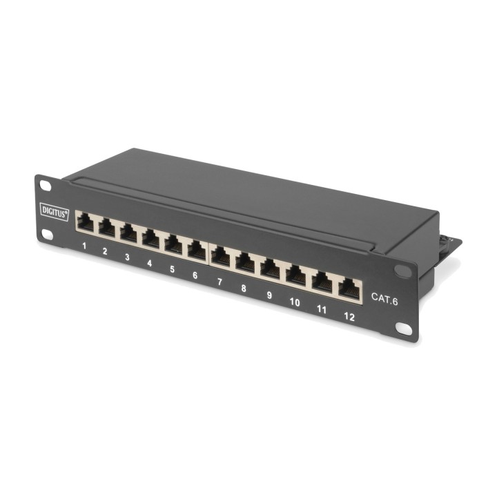 DIGITUS Geschirmtes Patchpanel CAT6 10" 1U 12X RJ45 556896
