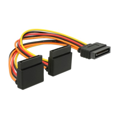 sata-stromverteilerkabel mit 2 ausgängen 15-pin 20awg 0,15m 60170