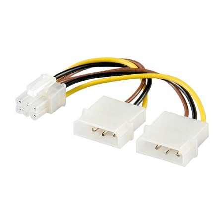cable adaptador de alimentación interna para tarjeta gráfica 2x molex a pcie 6pin 0,15m