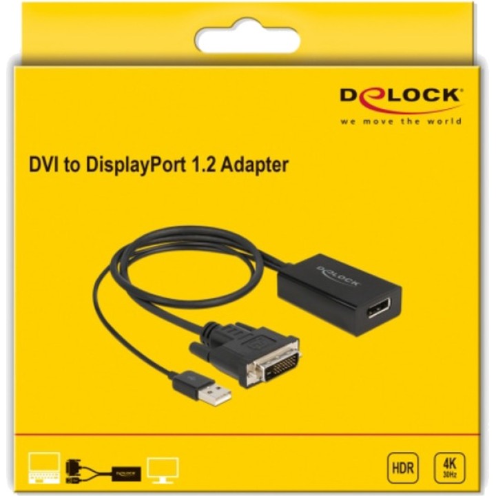 DELOCK Adaptador DVI-D macho a DisplayPort hembra con