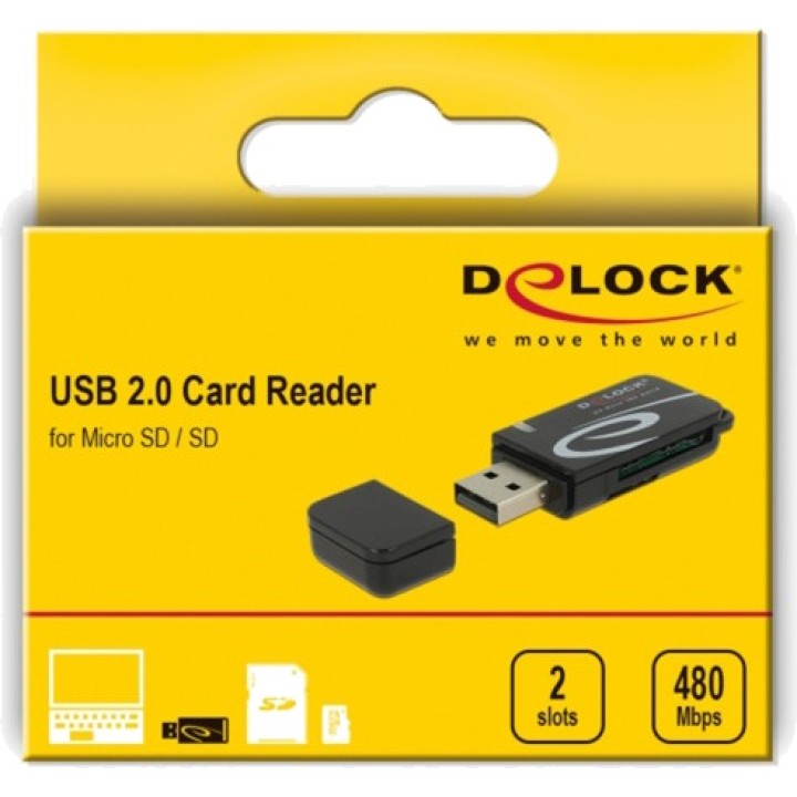 DELOCK Lector de tarjetas SD y microSD USB-2.0 91602 1726377