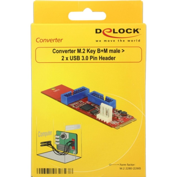 DELOCK M.2 adapter to two internal USB headers 3.0-RENESAS