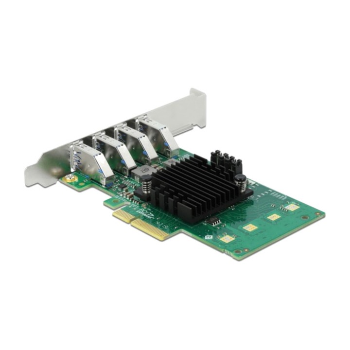 DELOCK PCIe-Karte mit 4 USB-A-Anschlüssen und niedrigem