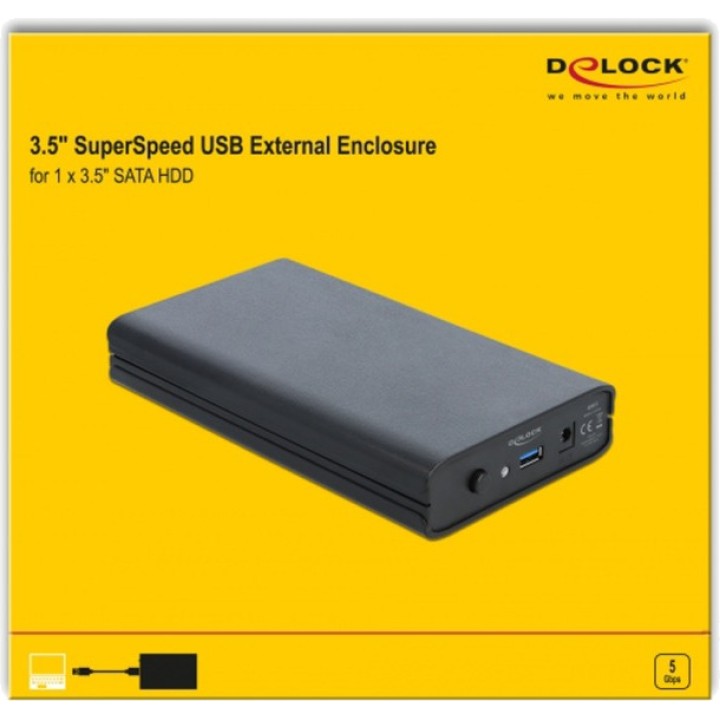 DELOCK Caixa externa para disco rígido SATA de 3,5" USB-3.0