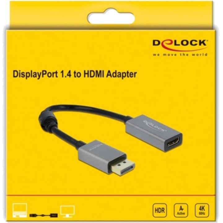 DELOCK Adaptateur DisplayPort mâle vers HDMI femelle DP 1.4