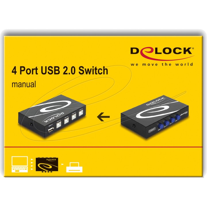 DELOCK Manual USB switch for sharing one device between 4