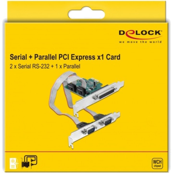 DELOCK Tarjeta PCIe de puertos paralelo y serie RS-232 WCH