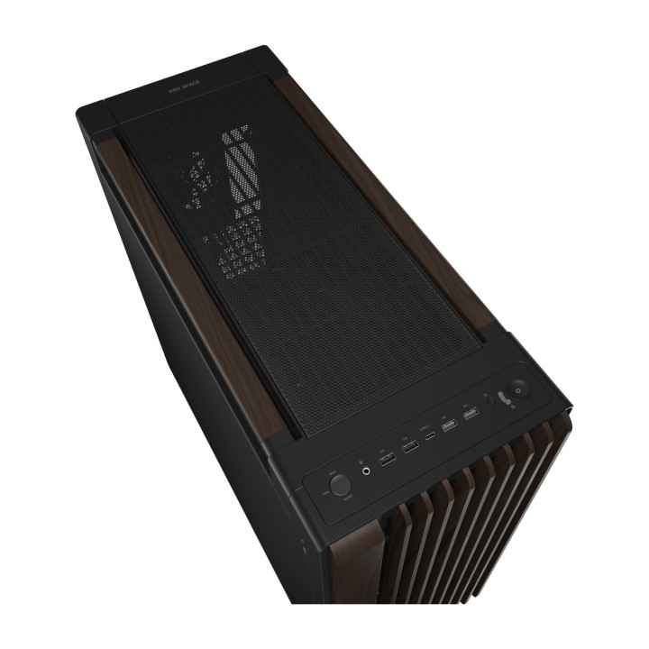 ASUS E-ATX PC case with walnut wood front panel