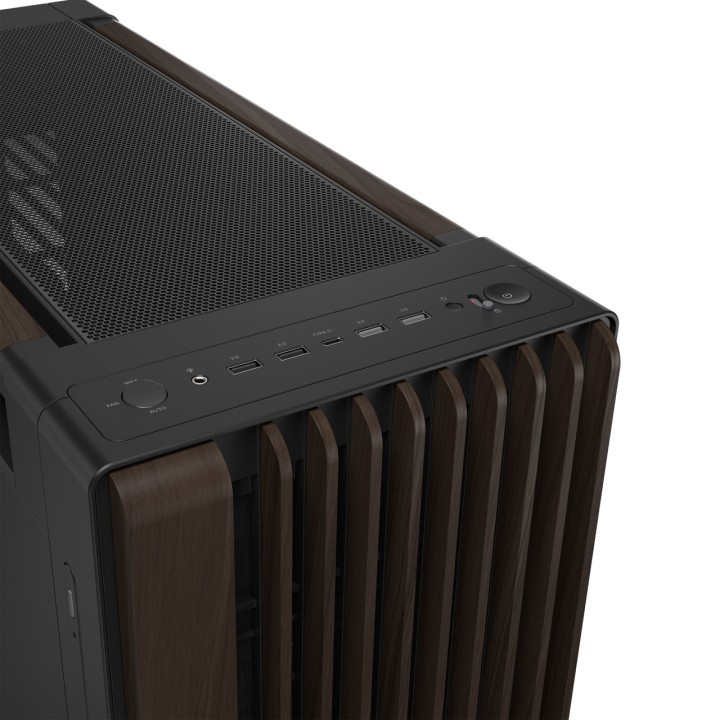 ASUS E-ATX PC case with walnut wood front panel