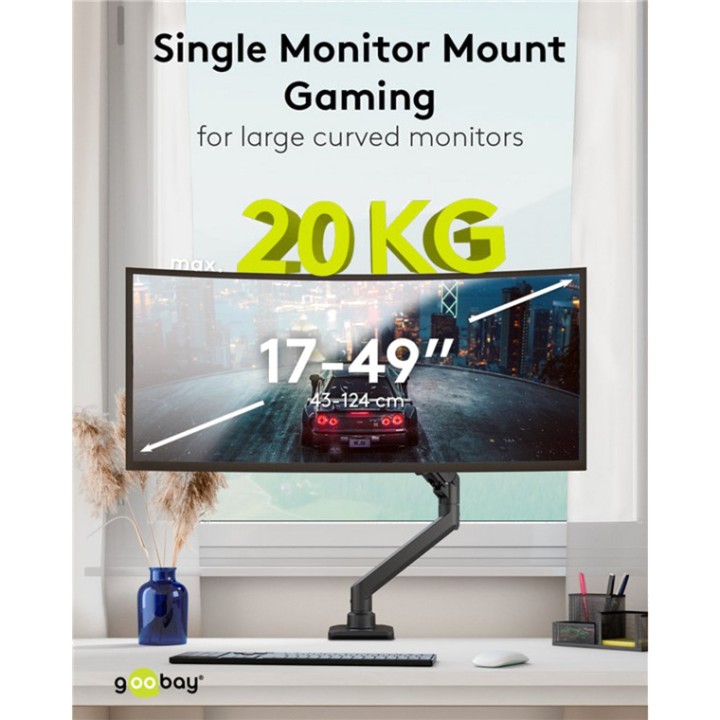 GOOBAY Supporto da scrivania per monitor gaming con molla a