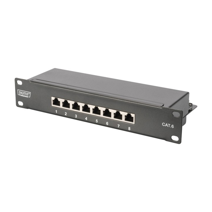 DIGITUS Kit de armario rack pared con switch y panel parcheo
