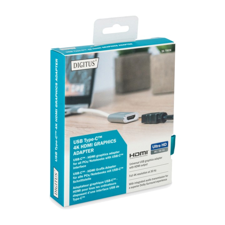 DIGITUS USB-C-auf-HDMI-Grafikadapter 4K 30HZ 0,2M 1467414
