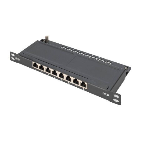 extra flaches, geschirmtes patchpanel cat6a 0,5u 8x rj45
