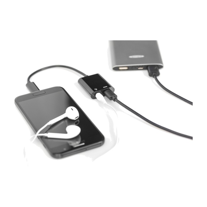 DIGITUS Adaptador divisor de USB-C a jack 3,5 mm y carga PD