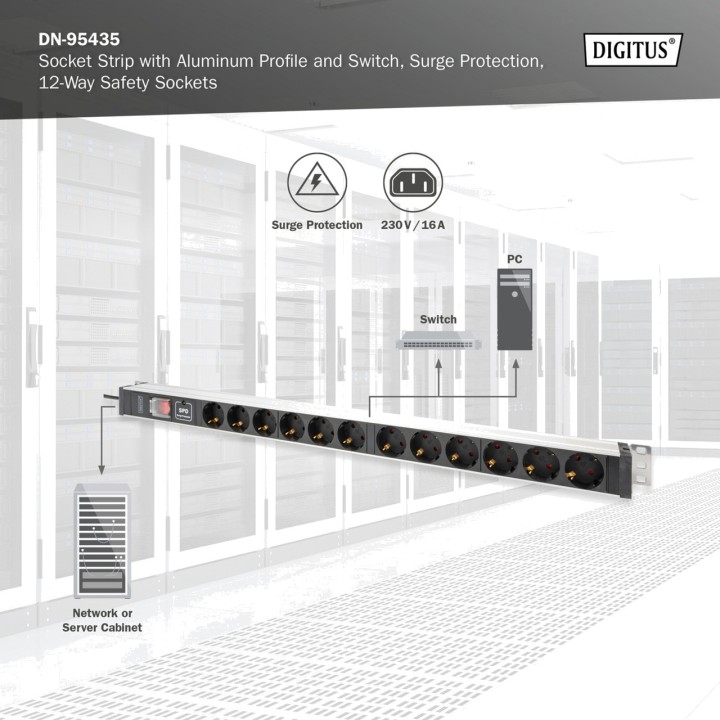 DIGITUS PDU-Steckdosenleiste mit Schalter und