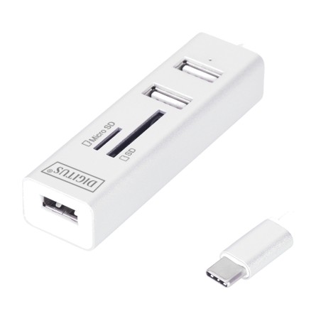 3-port usb-c hub with card reader otg 2.0 sd-microsd